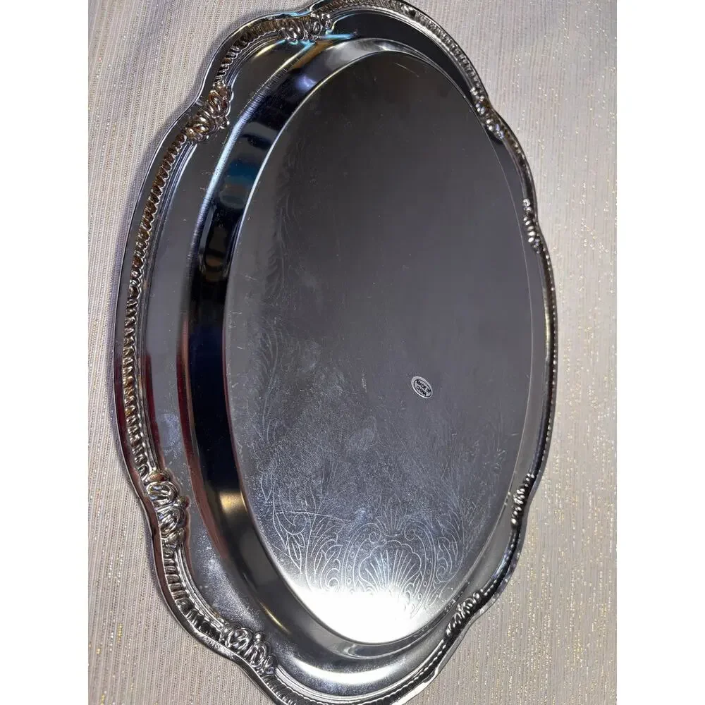 2 Vintage Serving Trays 25th Anniversary Irvinware? Gorgeous, silver-plated!!